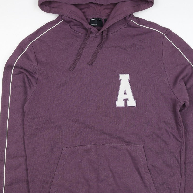 ASOS DESIGN Men’s Purple M Pullover Hoodie College Logo Pocket