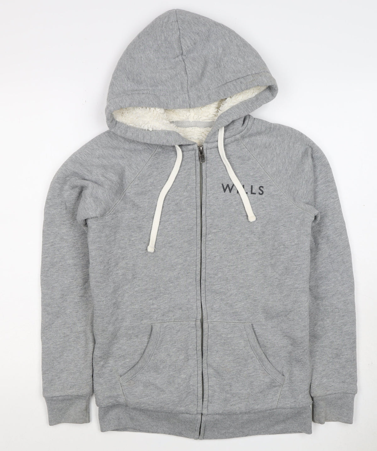 Jack Wills Women’s Grey UK 6 Full Zip Sherpa Lined Logo Hoodie