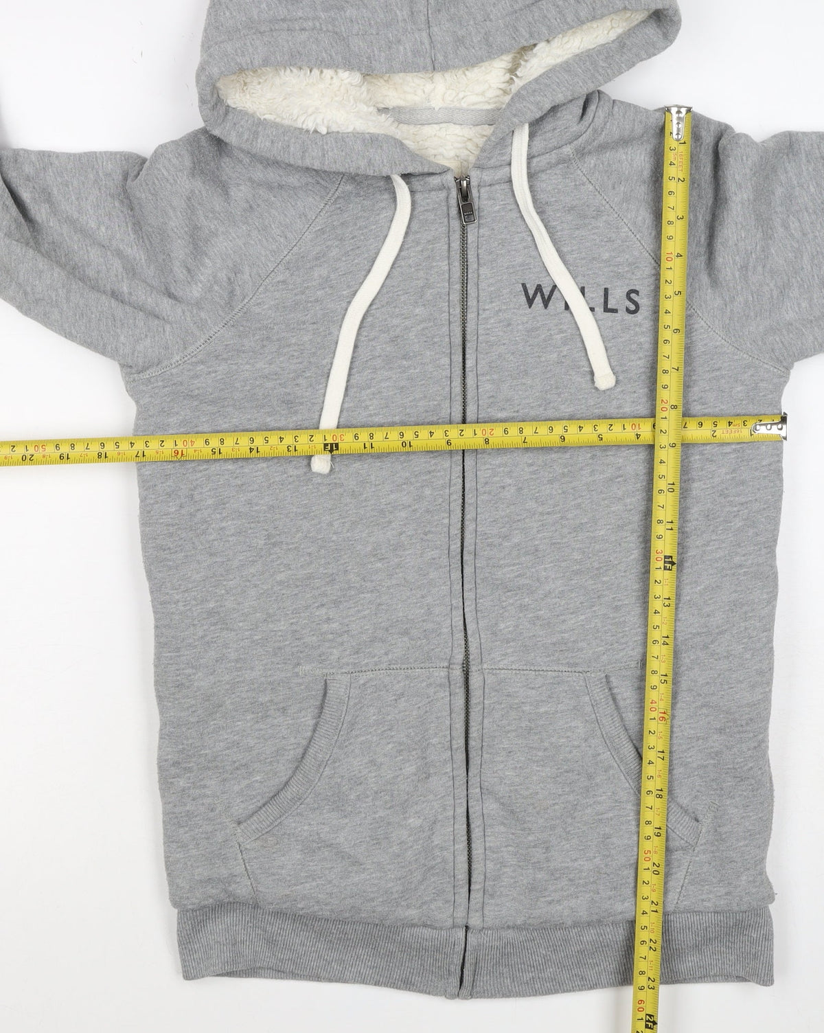 Jack Wills Women’s Grey UK 6 Full Zip Sherpa Lined Logo Hoodie