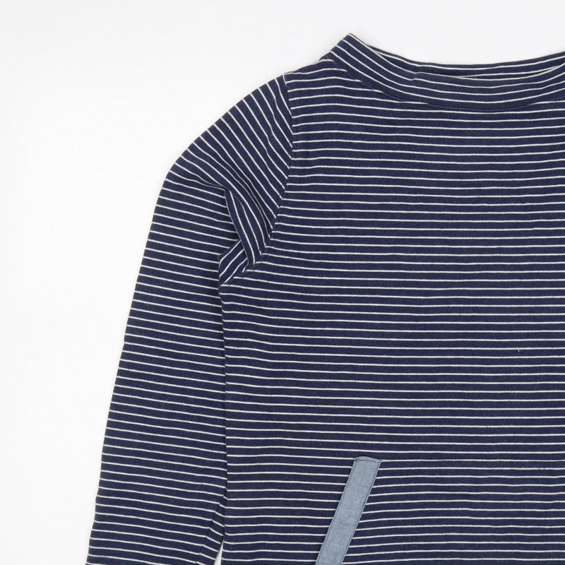 Country Rose Women’s Blue Stripe S Pullover Sweatshirt Pocket Logo