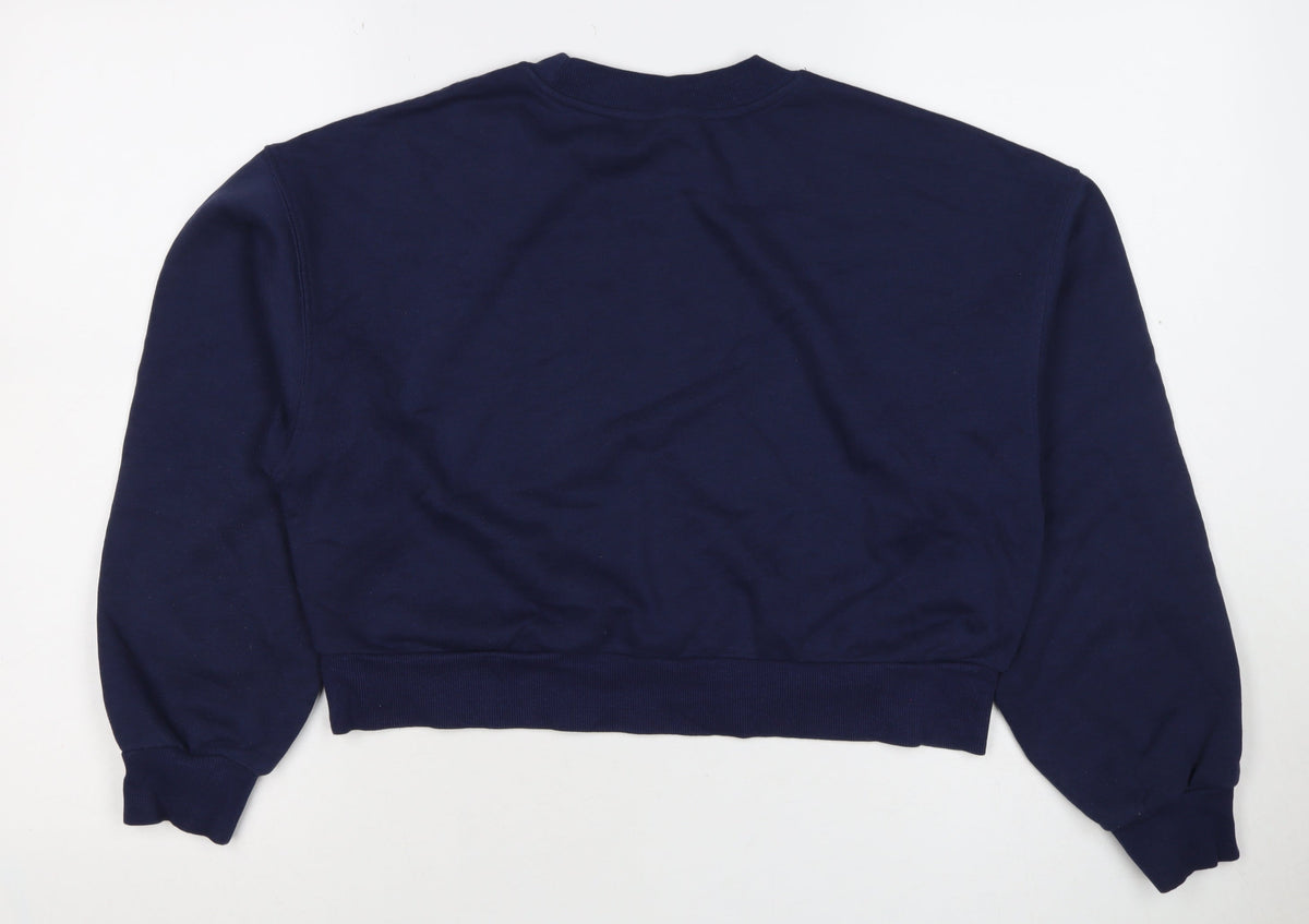 H&M Divided Women’s Blue UK 12 Pullover Logo Crew Neck Sweatshirt