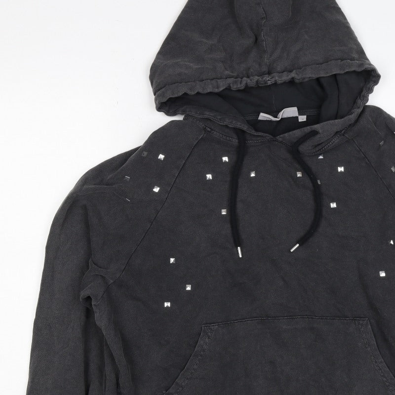 Clockhouse Women’s Black M Studded Pullover Hoodie Cotton