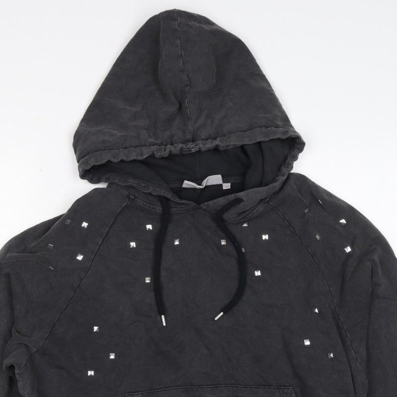 Clockhouse Women’s Black M Studded Pullover Hoodie Cotton