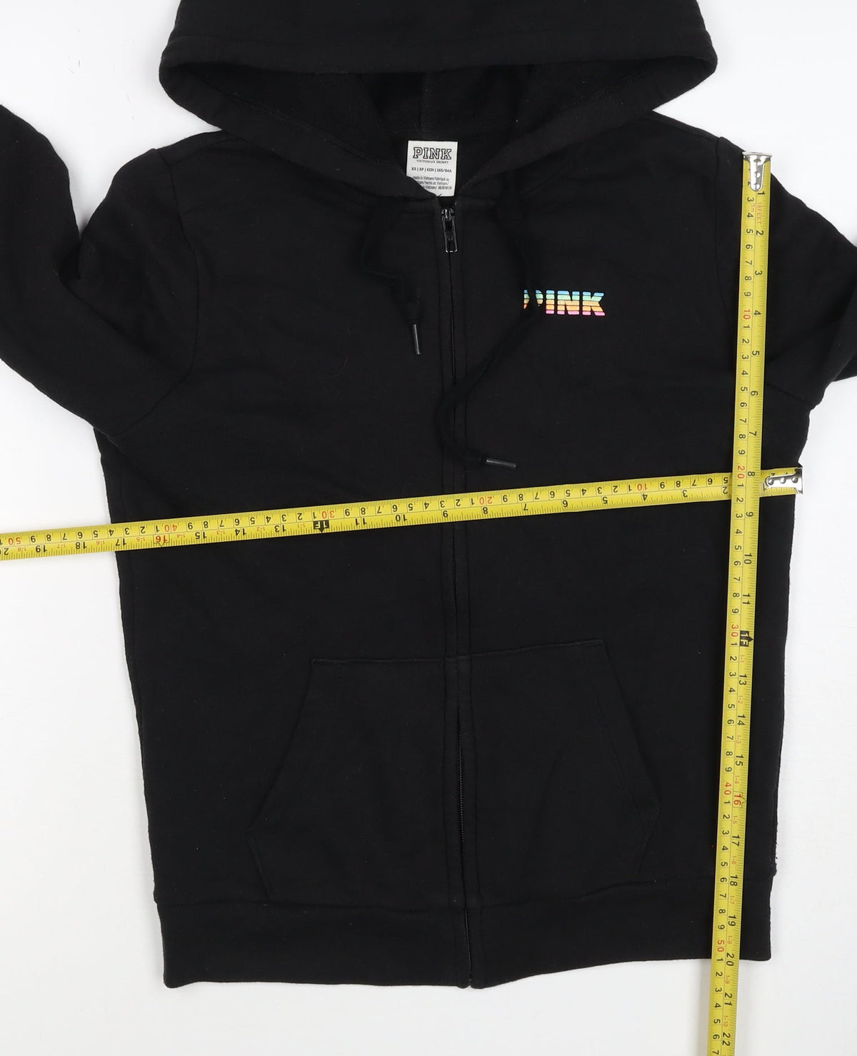 Victoria's Secret PINK Women's Black XS Full Zip Tropical Logo Hoodie