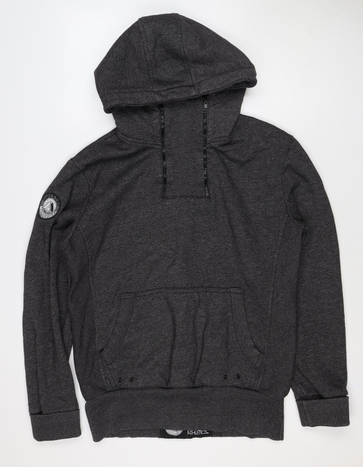 Superdry Men’s Grey XL Hooded Pullover Fleece Sweatshirt Zip Pocket