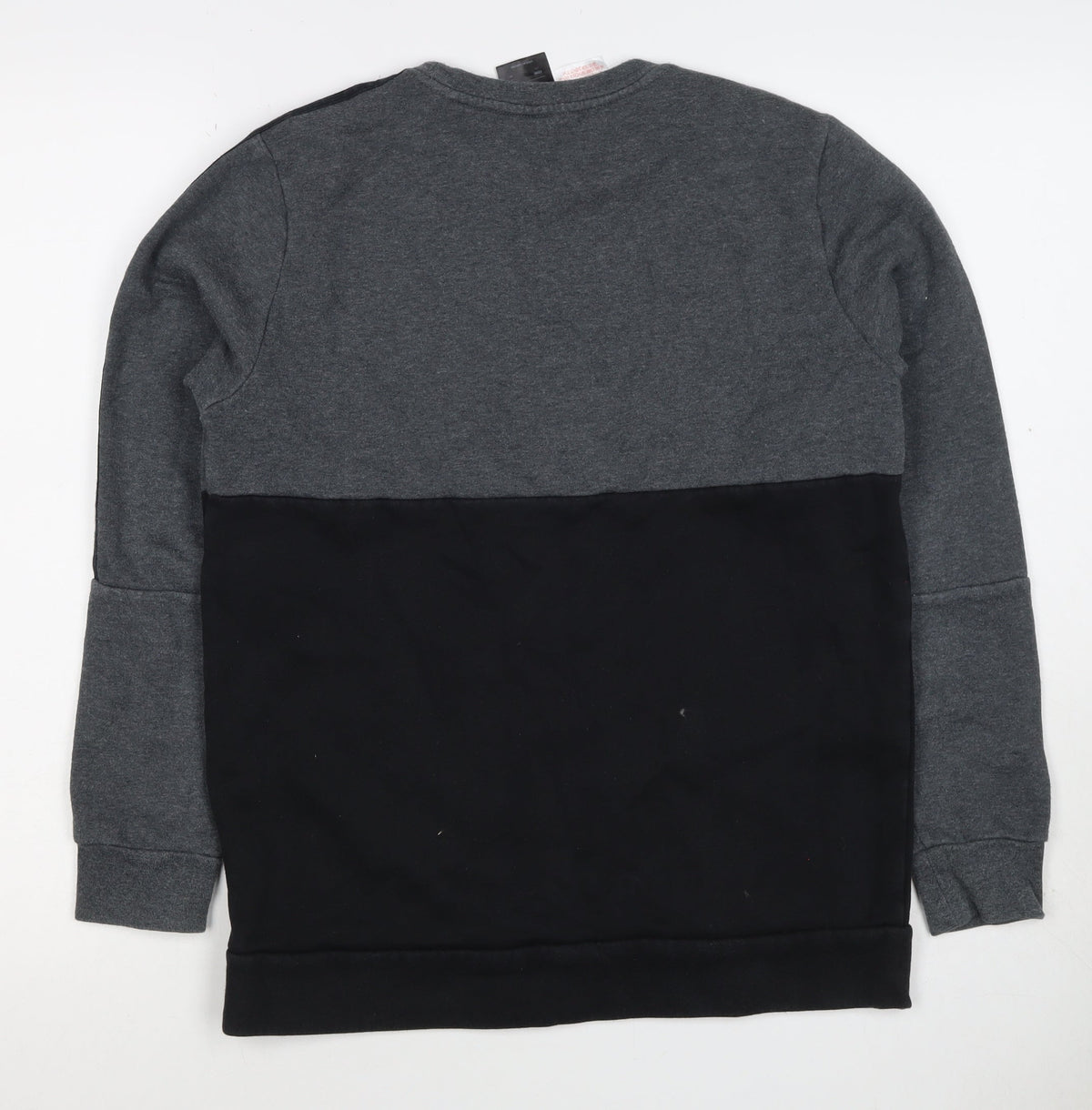 Adidas Boys Grey Black Colourblock Logo Pullover Sweatshirt 11-12 Years
