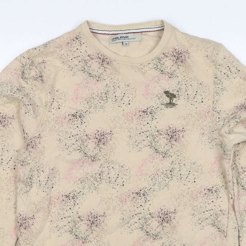 Blend Unisex Adults Beige M Pullover Sweatshirt Splatter Print
