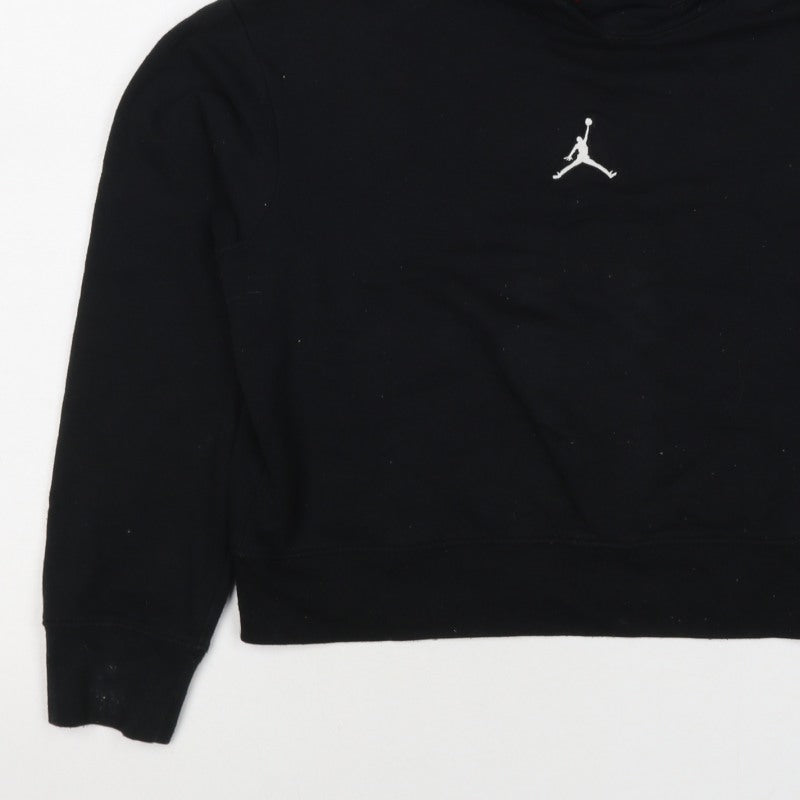 Jordan Girls Black Logo Pullover Hoodie Age 9 Years Fleece