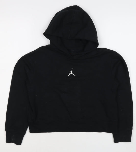 Jordan Girls Black Logo Pullover Hoodie Age 9 Years Fleece