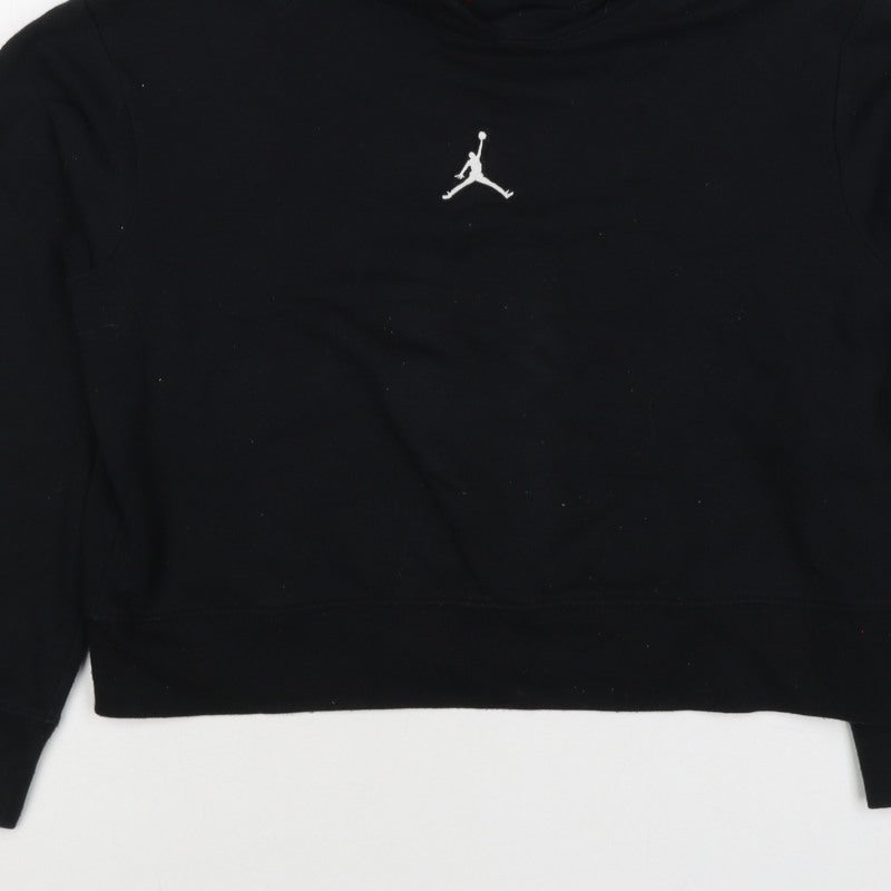 Jordan Girls Black Logo Pullover Hoodie Age 9 Years Fleece