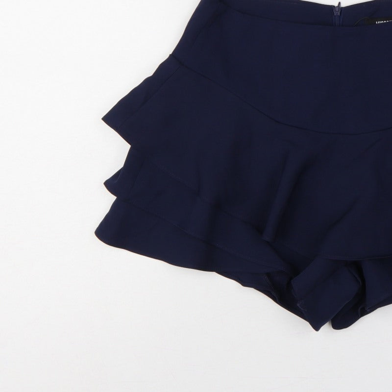 Missguided Women’s Navy Blue M High Rise Ruffle Layered Shorts