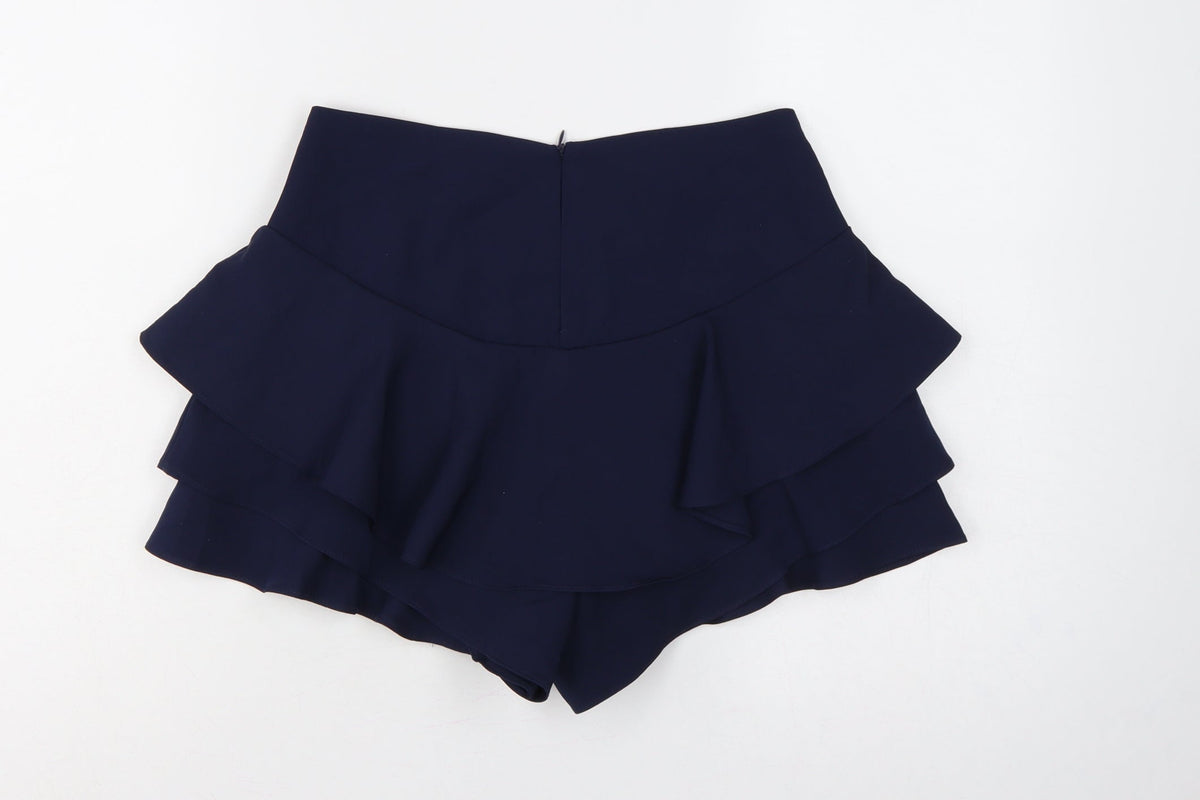 Missguided Women’s Navy Blue M High Rise Ruffle Layered Shorts