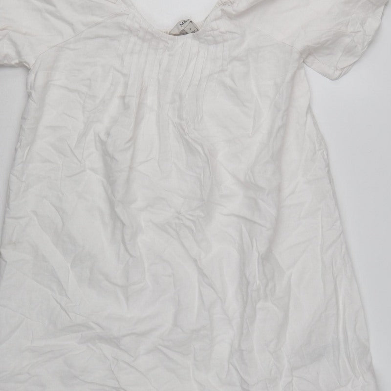 Marks and Spencer Women White Size 8 A-Line Puff Sleeve Dress
