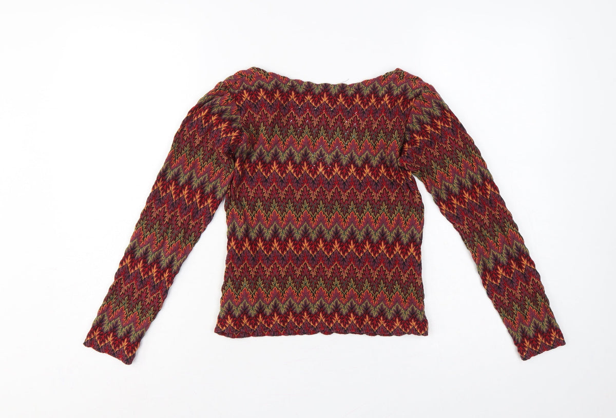 Topshop Women’s Multicoloured Geometric Jersey Long Sleeve Top UK 8