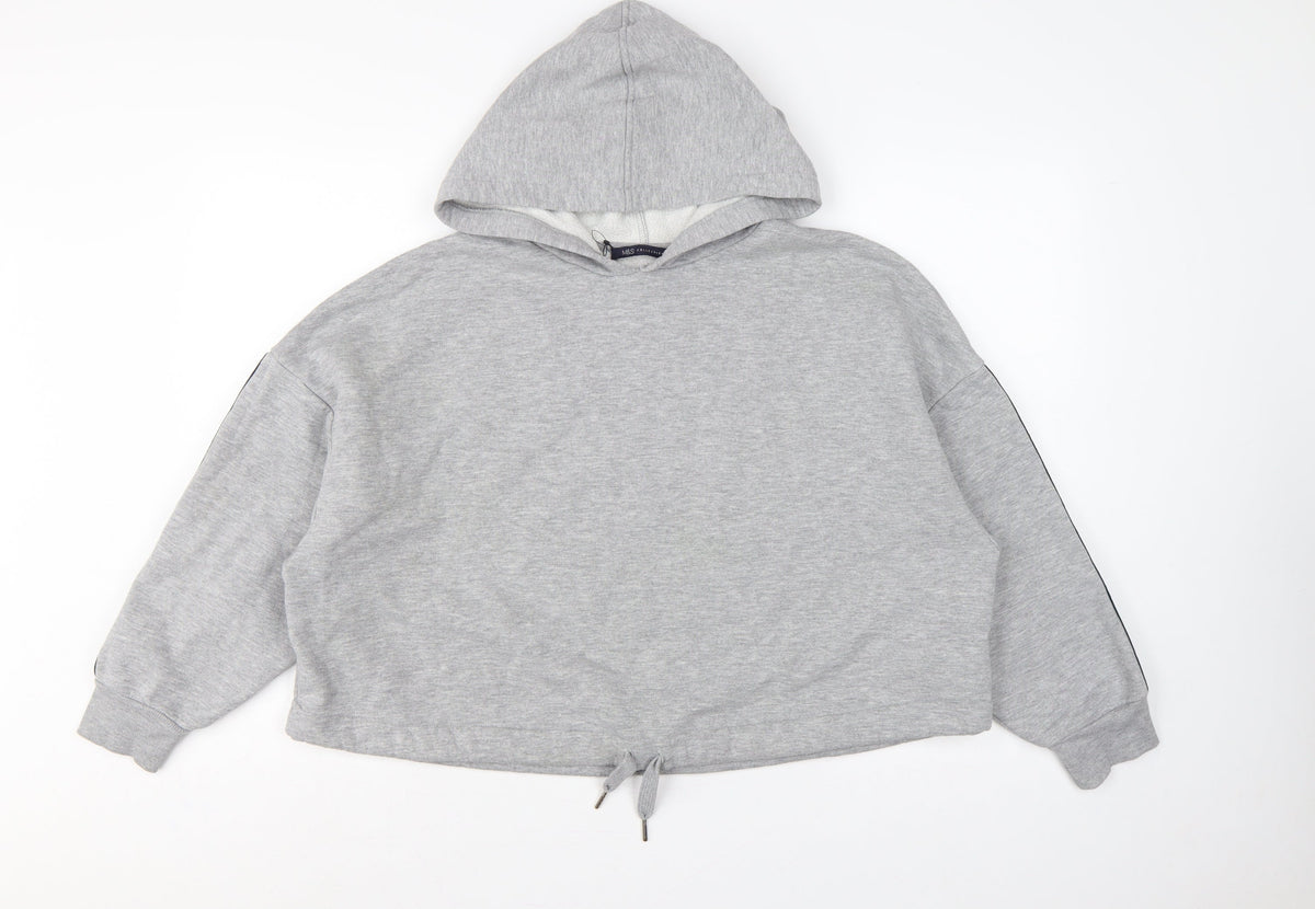 Marks and Spencer Women's Grey UK 14 Hooded Pullover Sweatshirt Stripe