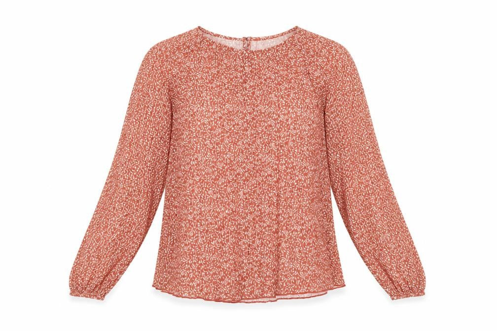 Marks and Spencer Women Orange Floral Chiffon Blouse UK 10 Long Sleeve