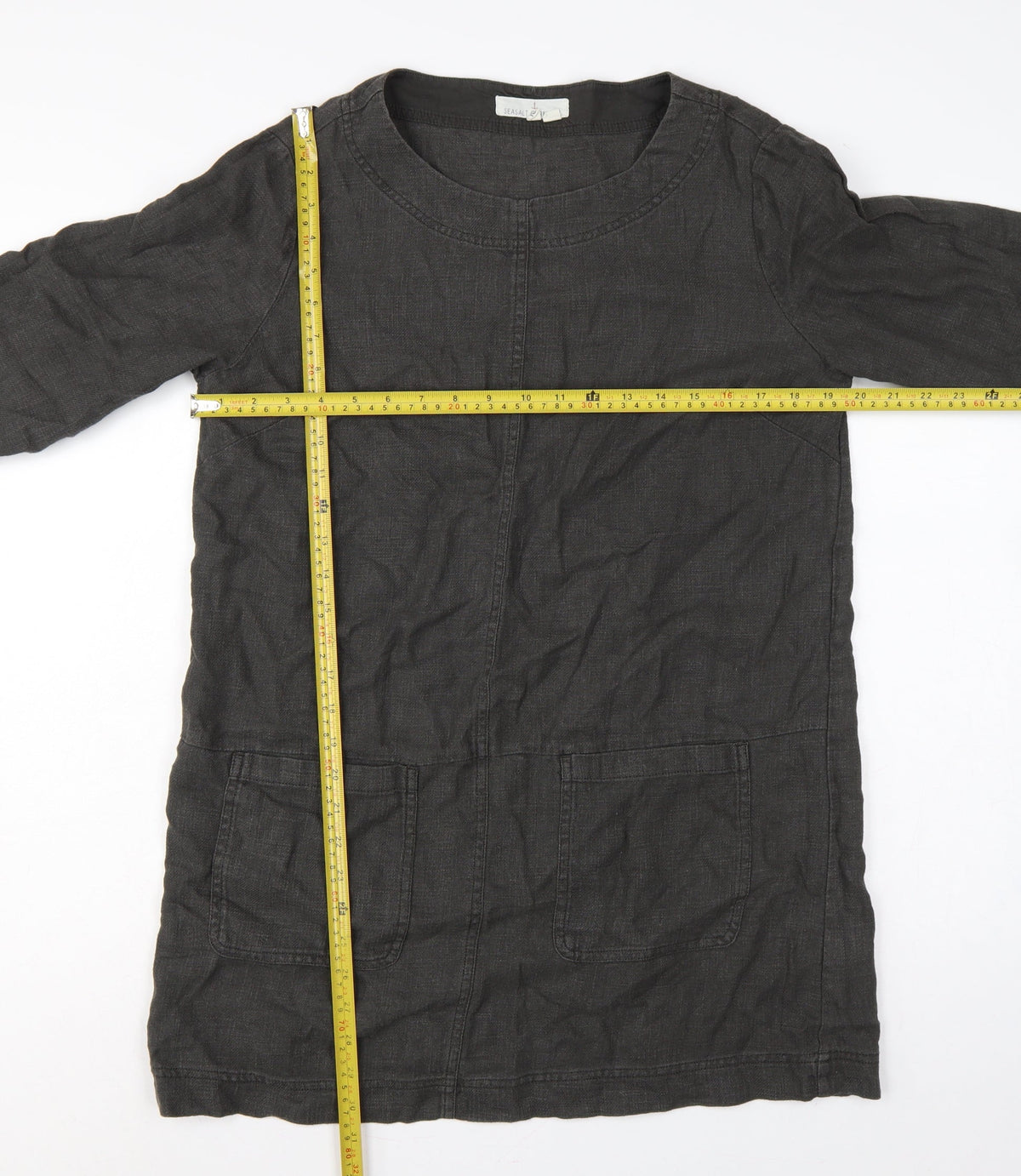 Seasalt Cornwall Women’s Black Size 10 Ramie Cotton Shift Tunic Dress