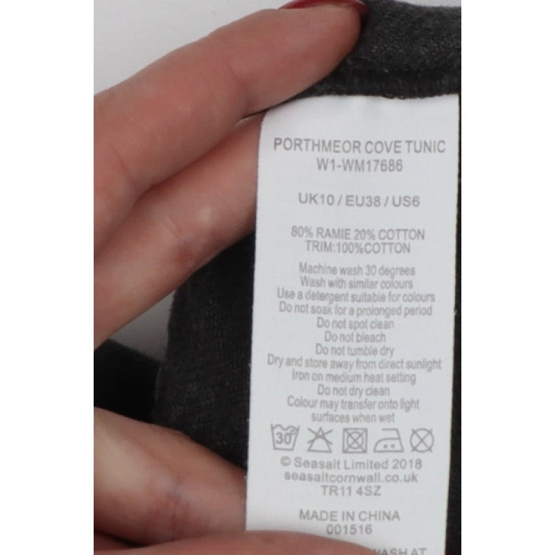 Seasalt Cornwall Women’s Black Size 10 Ramie Cotton Shift Tunic Dress