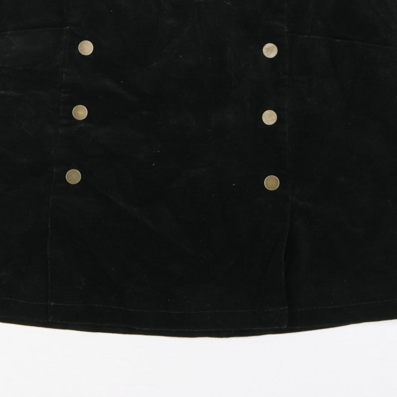 Monsoon Women’s Black UK 14 Corduroy A-Line Mini Skirt Buttons