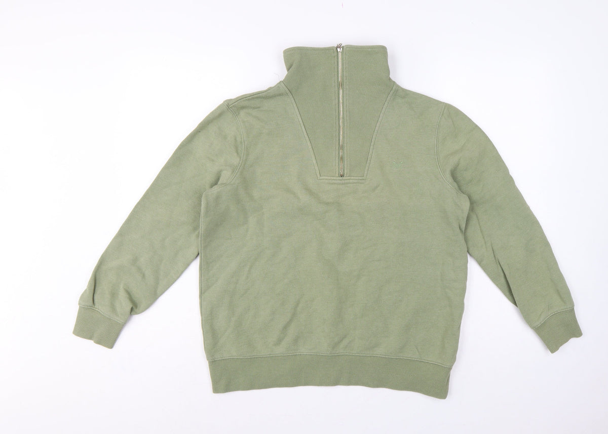Crew Clothing Company Women’s Green UK 10 1/4 Zip Henley Sweatshirt