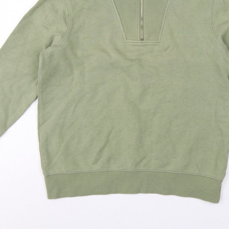 Crew Clothing Company Women’s Green UK 10 1/4 Zip Henley Sweatshirt