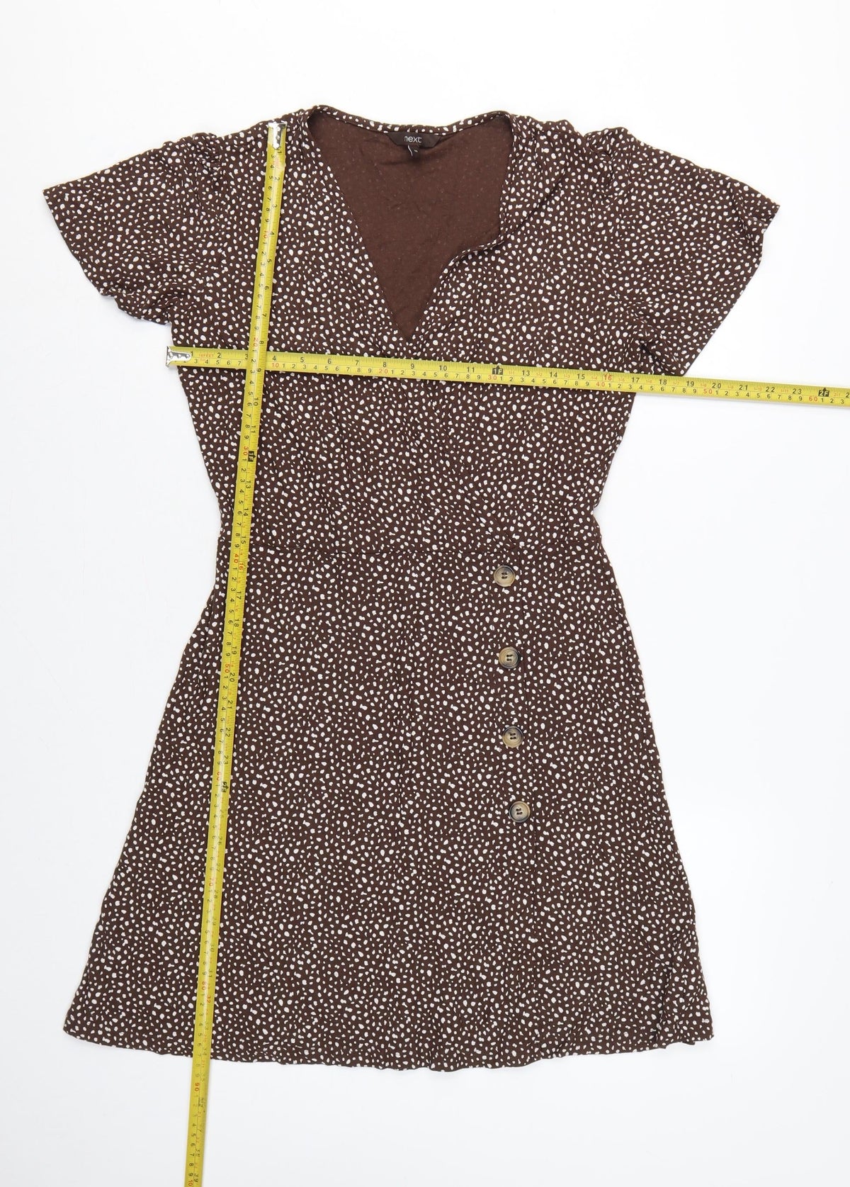 Next Women Brown Animal Print Wrap Dress UK 10 Knee Length Stretch