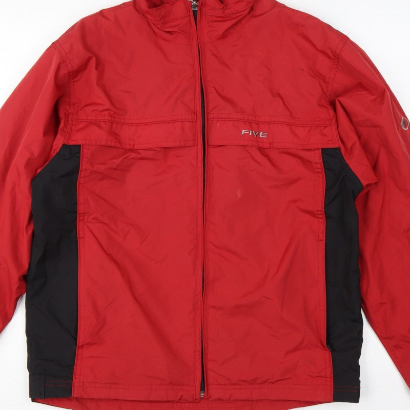 Five Seasons Men's Red Black S Waterproof Windbreaker Hooded Jacket