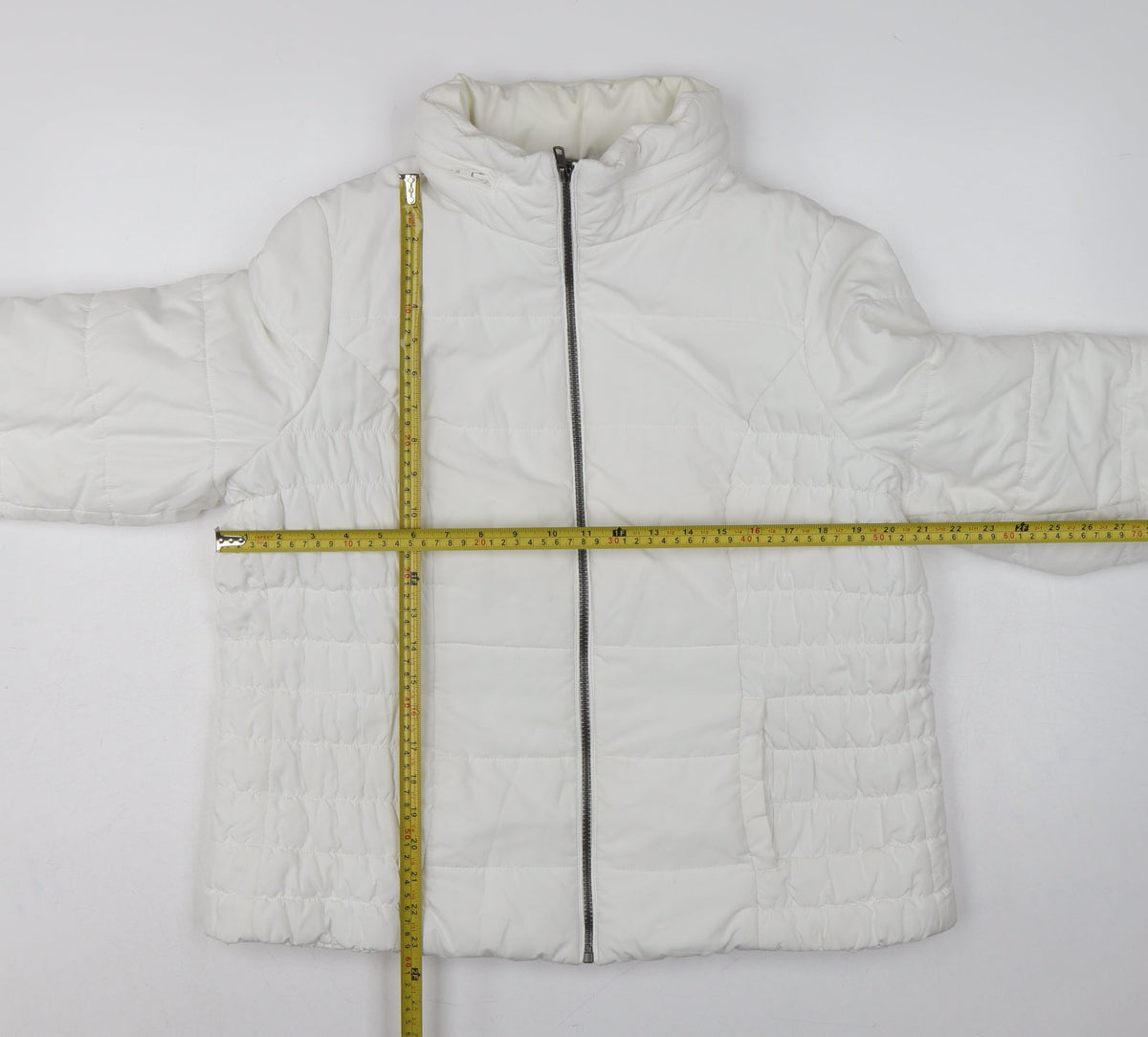 Marks and Spencer Women White L Puffer Jacket Quilted Full Zip