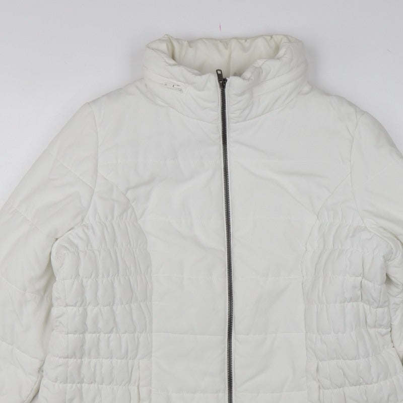 Marks and Spencer Women White L Puffer Jacket Quilted Full Zip