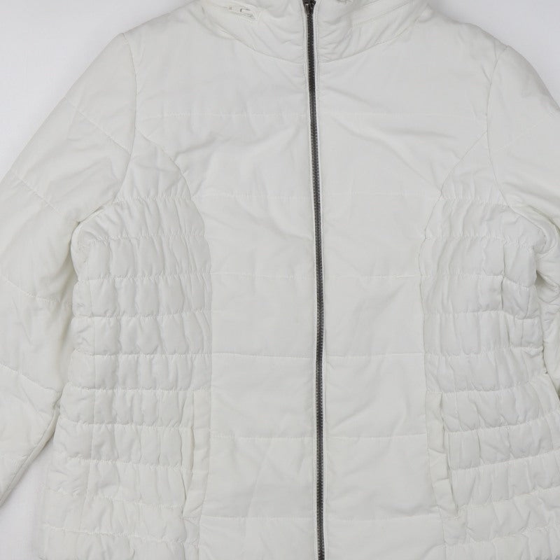 Marks and Spencer Women White L Puffer Jacket Quilted Full Zip