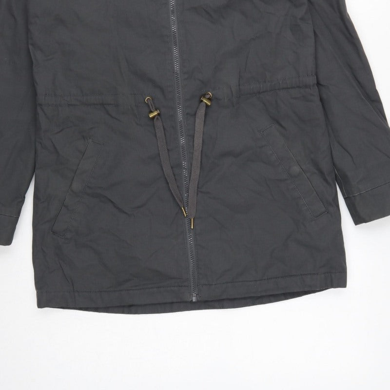Element Women Black S Hooded Long Parka Cotton Blend Zip Coat