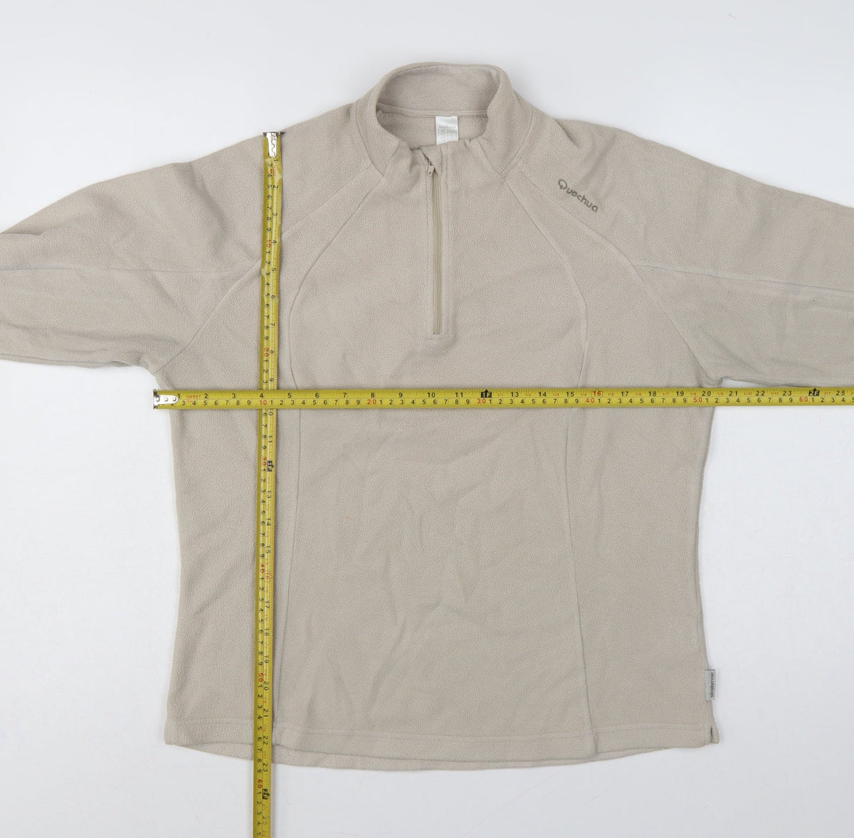 Quechua Women’s Beige M 1/4 Zip Fleece Pullover Hiking Sweatshirt
