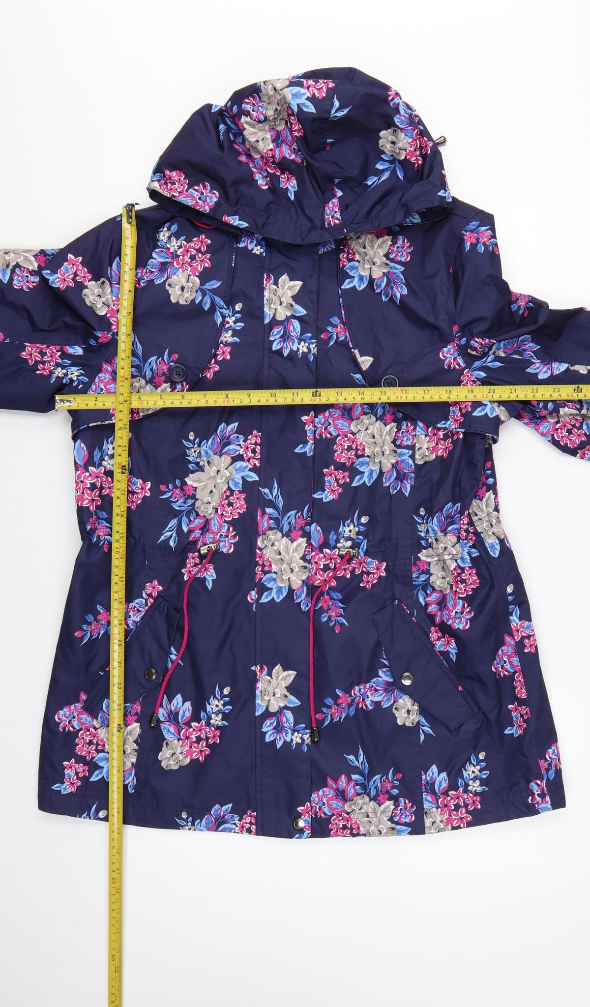 Bonmarché Women’s Blue Floral Hooded Parka Jacket Size 16