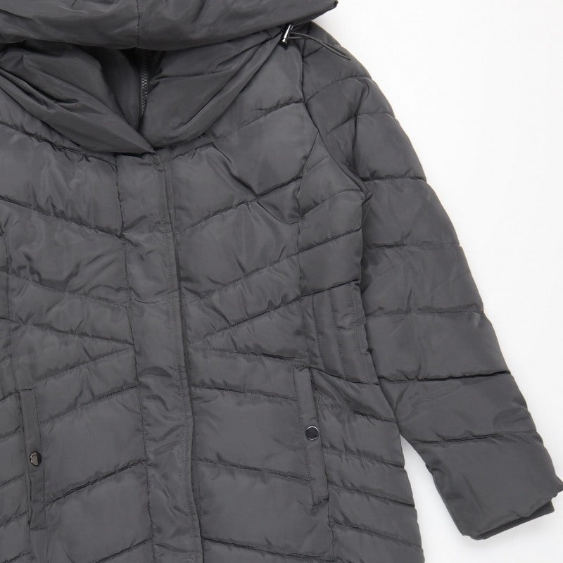Roman Women’s Grey UK 10 Long Hooded Quilted Puffer Coat