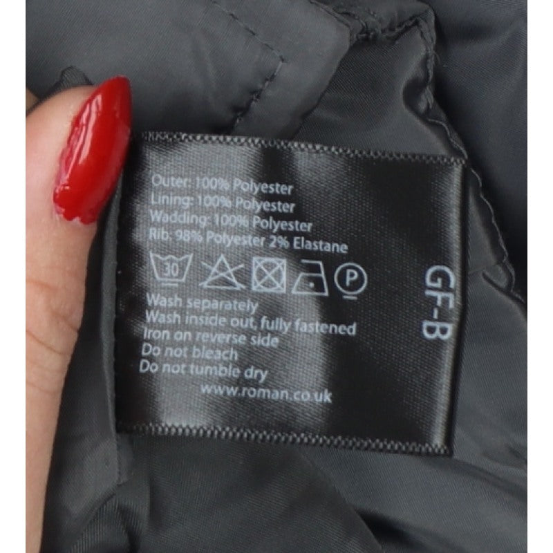 Roman Women’s Grey UK 10 Long Hooded Quilted Puffer Coat