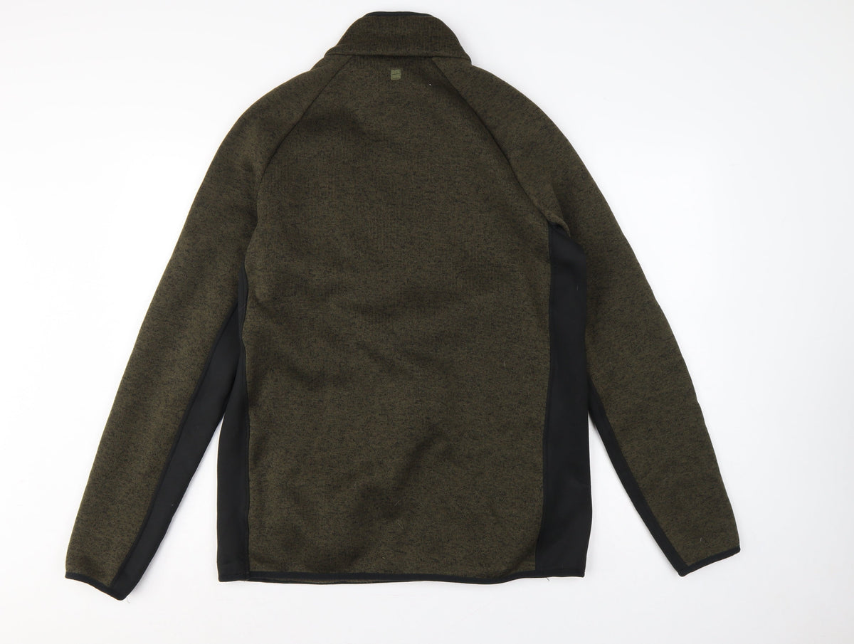 Mountain Warehouse Men Green L Half Zip Fleece Sweatshirt Outdoor