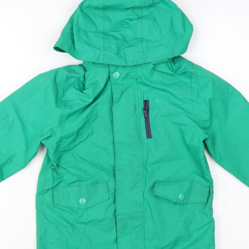 Mountain Warehouse Boys Green 5-6 Years Hooded Waterproof Parka Jacket