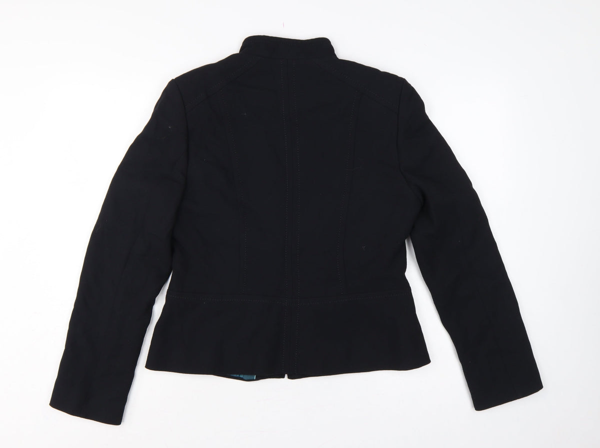 Marks and Spencer Women Black UK 14 Zip Front Tailored Suit Jacket