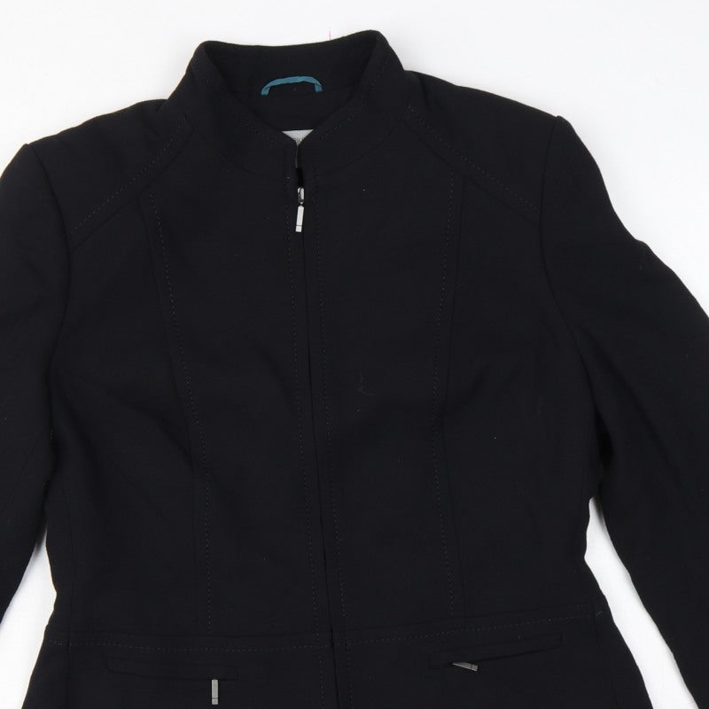 Marks and Spencer Women Black UK 14 Zip Front Tailored Suit Jacket