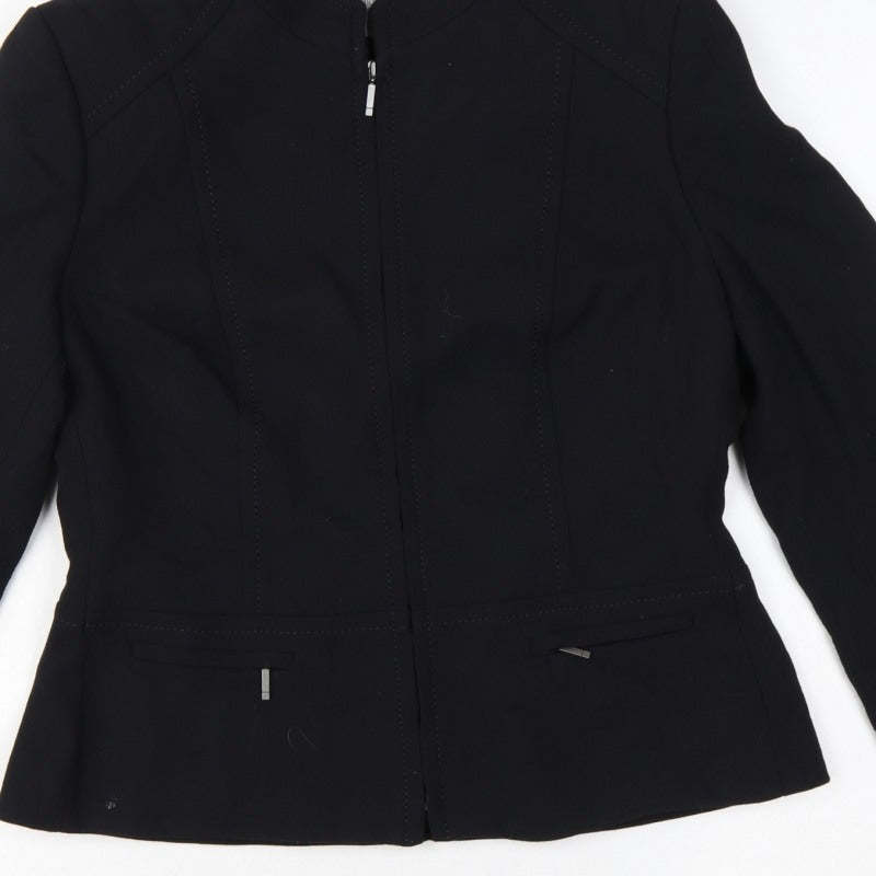 Marks and Spencer Women Black UK 14 Zip Front Tailored Suit Jacket