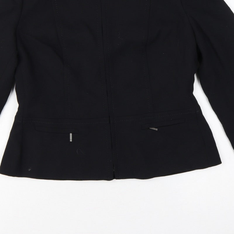 Marks and Spencer Women Black UK 14 Zip Front Tailored Suit Jacket