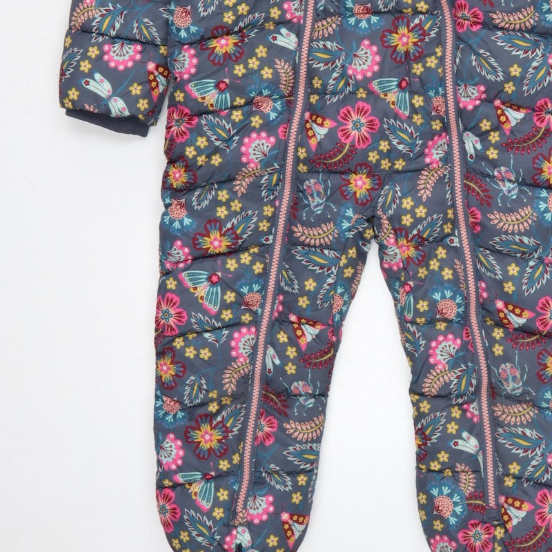 FatFace Girls Multicoloured 5-6 Years Floral Hooded Padded Snowsuit