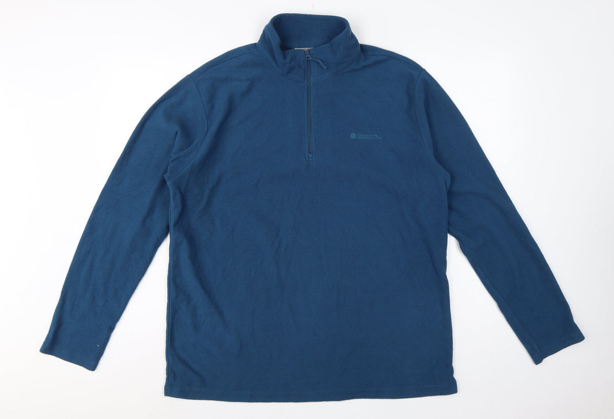 Back view of Mountain Warehouse Men’s Blue L 1/4 Zip Fleece Sweatshirt Outdoor