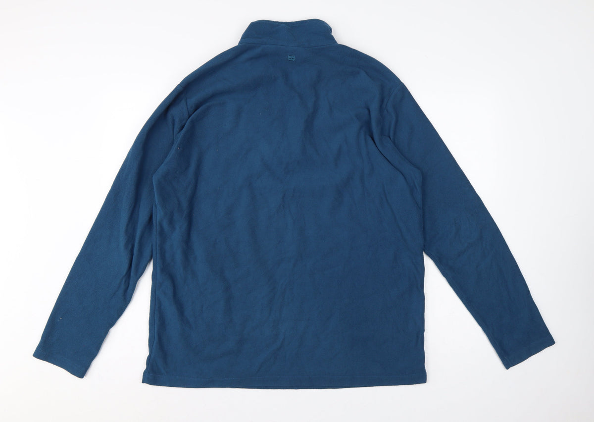 Brand and care label for Mountain Warehouse Men’s Blue L 1/4 Zip Fleece Sweatshirt Outdoor