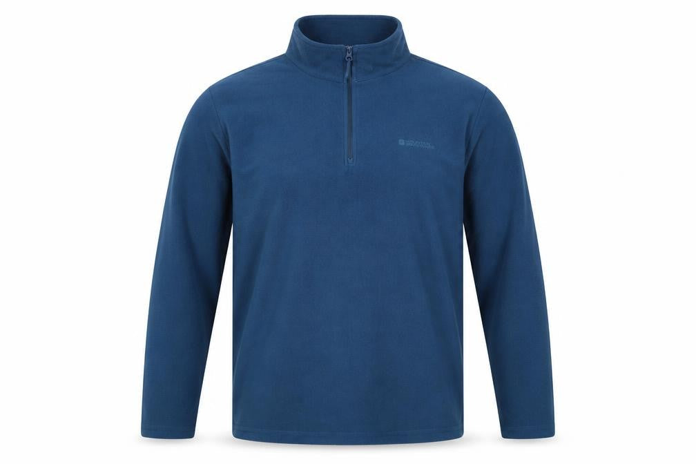 Front view of Mountain Warehouse Men’s Blue L 1/4 Zip Fleece Sweatshirt Outdoor