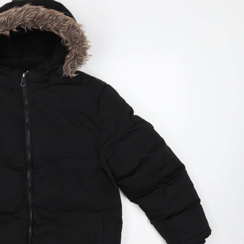 SoulCal & Co Boys Black 13 Years Puffer Parka Faux Fur Hood