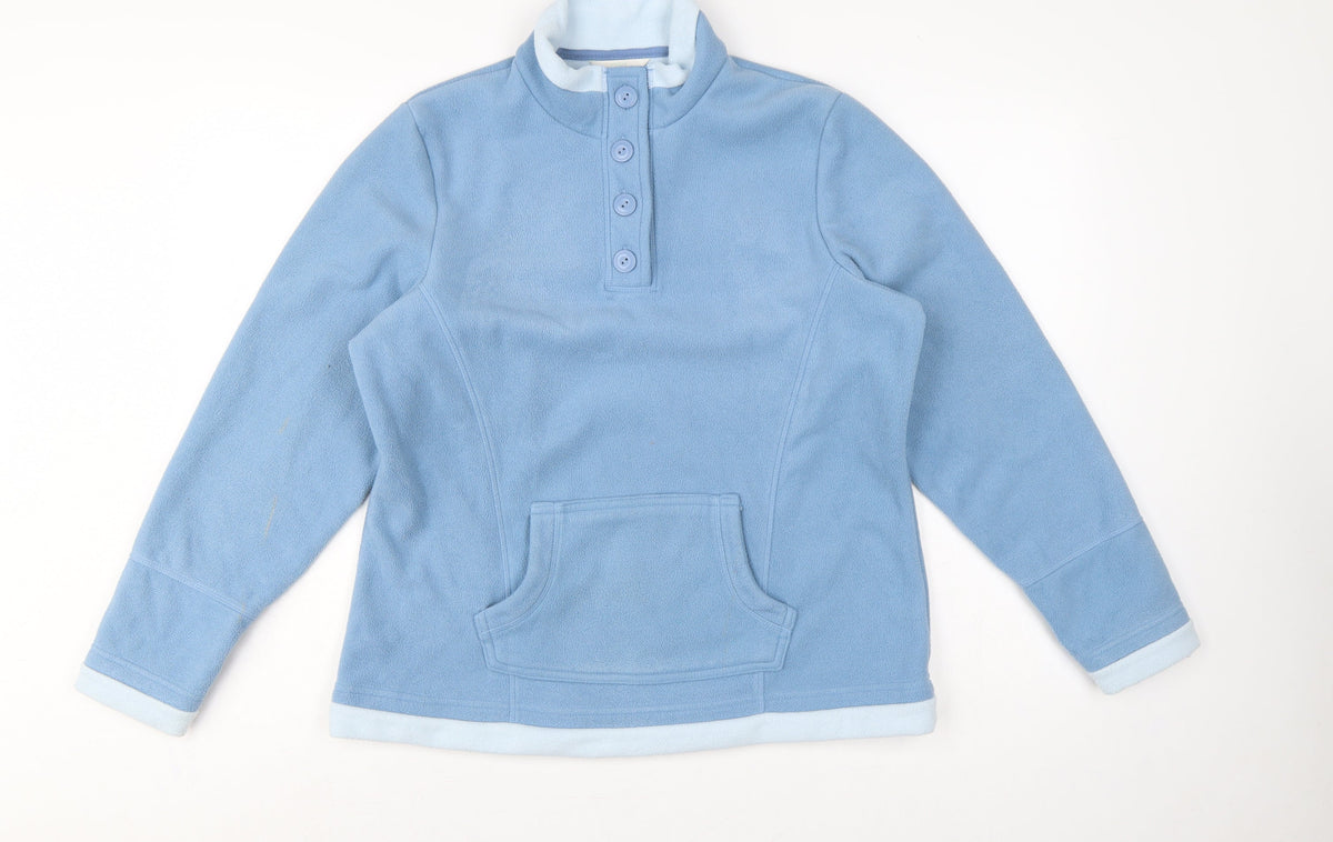 Marks and Spencer Women Blue UK 16 Henley Fleece Sweatshirt