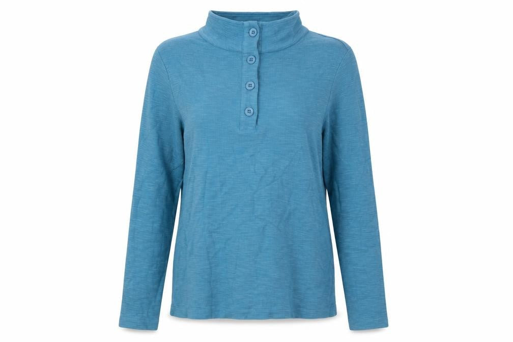 Seasalt Cornwall Women’s Blue UK 10 Organic Cotton Henley Sweatshirt