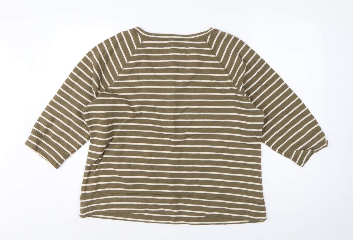 Boden Women Green White Striped UK 18 3/4 Sleeve Pullover Sweatshirt