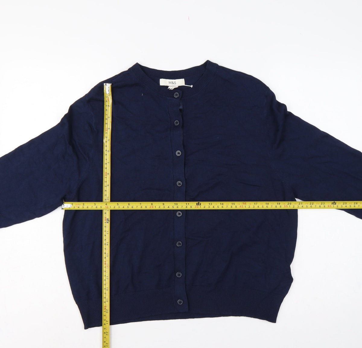 Marks & Spencer Women Navy Size 16 Button Up Knit Cardigan Long Sleeve